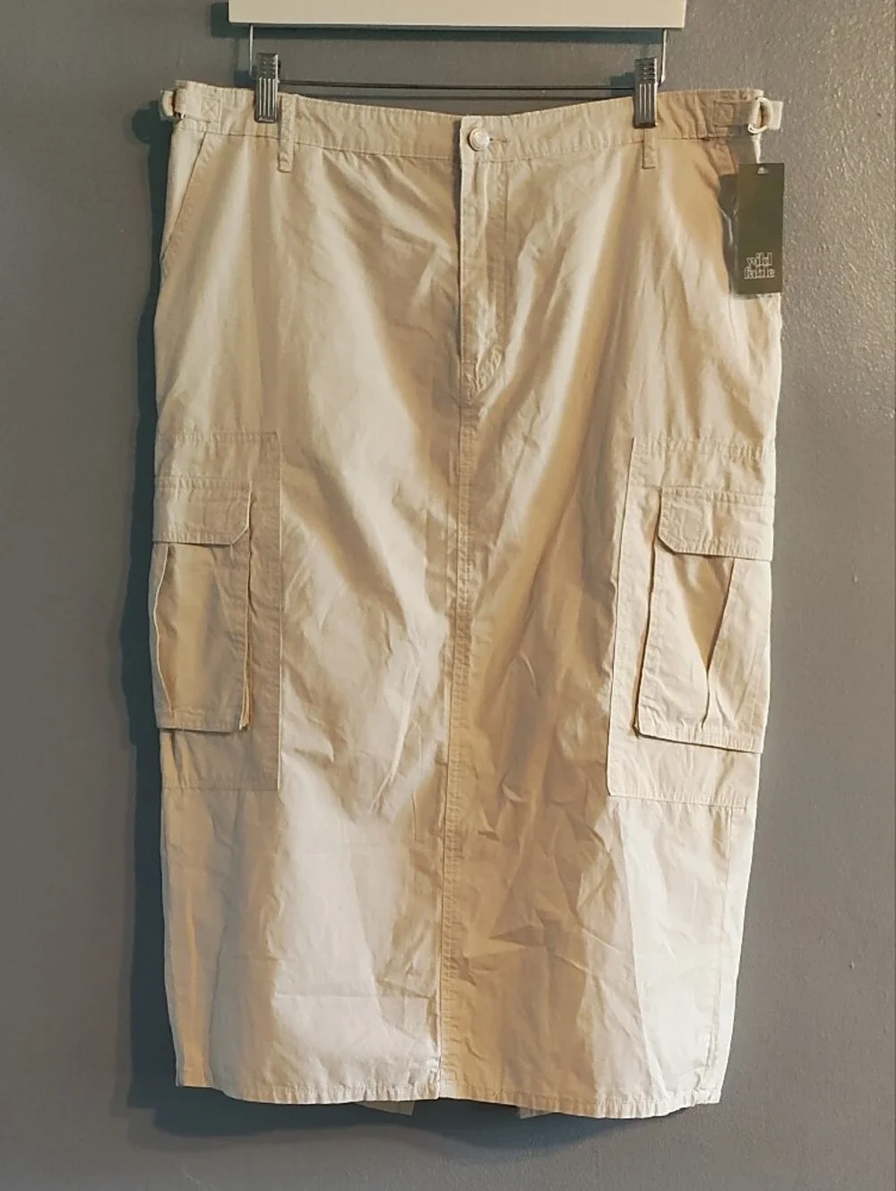 wild fable Cream Cargo Midi Skirt - Utility Pocket Pencil